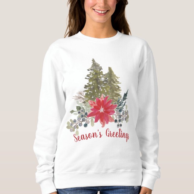 Weihnachtsbaum und Poinsettia in der Hochsaison Sweatshirt (Vorderseite)