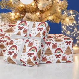 Weihnachtsbaum und Regenbogen Modernes Muster Geschenkpapier