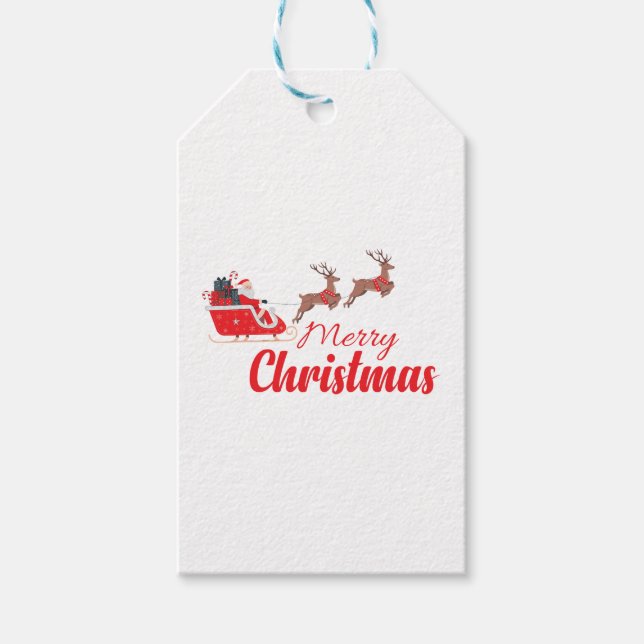 Weihnachtsbaum und Rentiere Geschenkanhänger (Vorderseite)