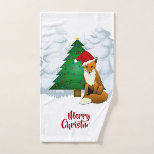Weihnachtsbaum und Santa Fox - Weißes Handtuch
