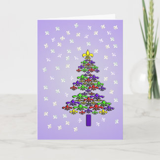 Weihnachtsbaum und Schnee Fleur de Lys Feiertagskarte