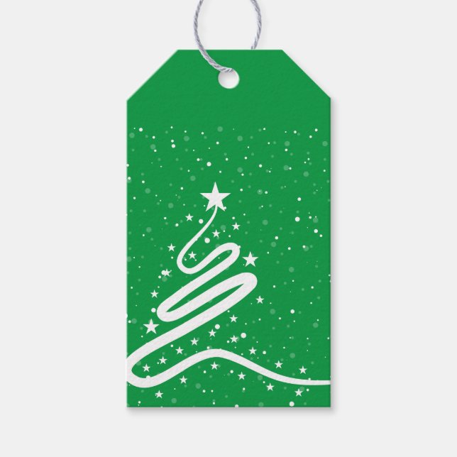 Weihnachtsbaum- und Schneefall-Geschenketiketten Geschenkanhänger (Vorderseite)