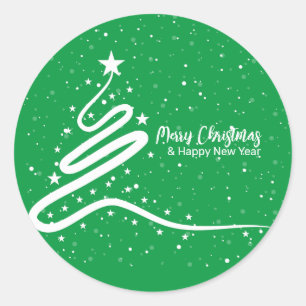 Weihnachtsbaum und Schneefall Klassischer Sticker