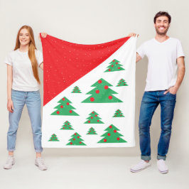 Weihnachtsbaum und Schneeflocken Rotes grünes Weih Fleecedecke