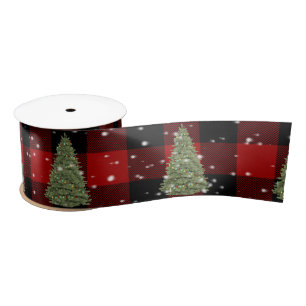 Weihnachtsbaum und Schneeflocken Satin Ribbon Satinband