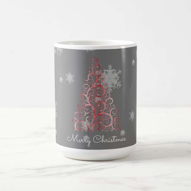 Weihnachtsbaum und Schneeflocken Tasse (Mittel)