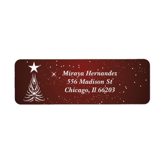 Weihnachtsbaum und Stern auf Top Address Labels (Vorne)