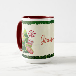 Weihnachtsbaum und Strumpf Whimsey Tasse