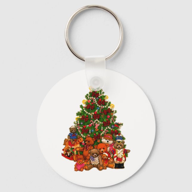 Weihnachtsbaum und Teddy Bears Schlüsselanhänger (Vorderseite)
