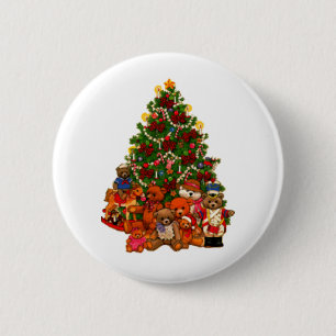 Weihnachtsbaum und Teddybären Button