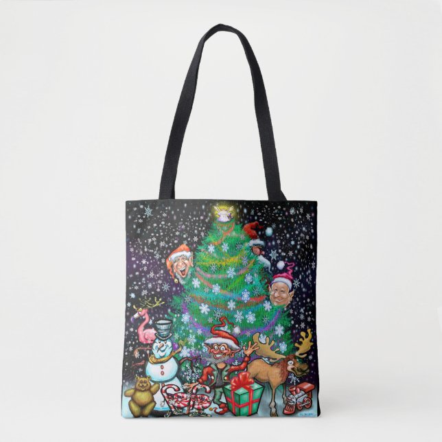 Weihnachtsbaum und Trimming Tote Tasche (Vorderseite)