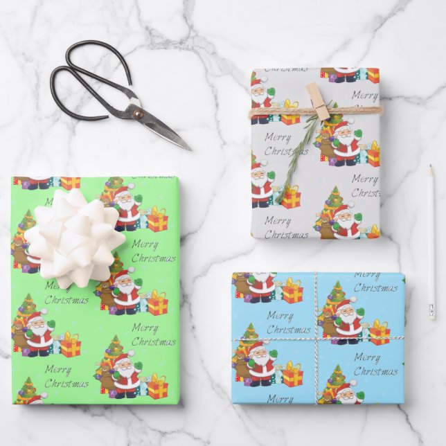 Weihnachtsbaum und Weihnachten Geschenkpapier Set (Vorderseite)