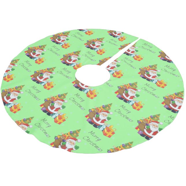 Weihnachtsbaum und Weihnachtsgrün Polyester Weihnachtsbaumdecke (Schrägansicht)