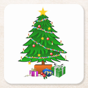 Weihnachtsbaum-Untersetzer Rechteckiger Pappuntersetzer
