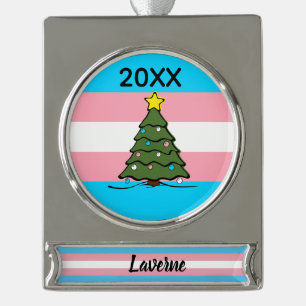 Weihnachtsbaum   Verkehrsflagge   Bannerornament Banner-Ornament Silber