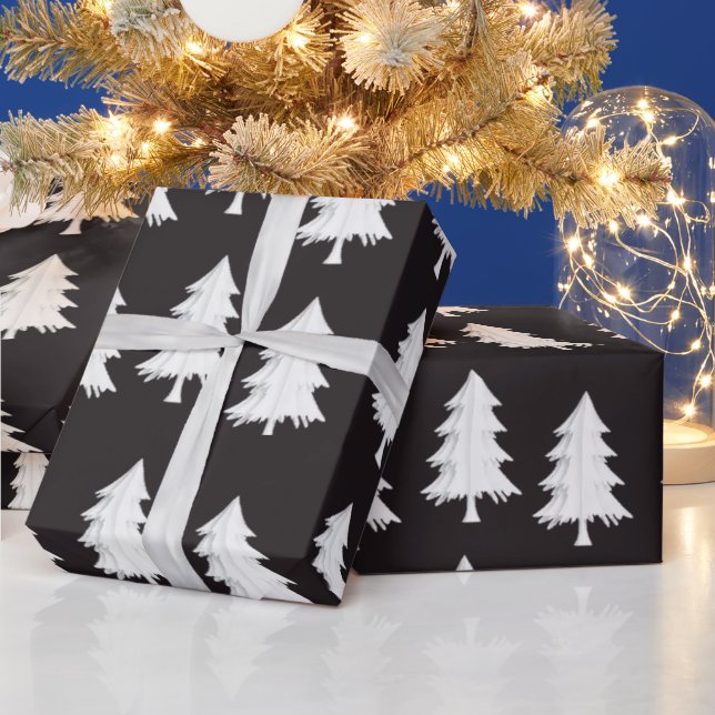 Weihnachtsbaum-Verpackungspapier Weiß Schwarz Geschenkpapier (Feiertage)