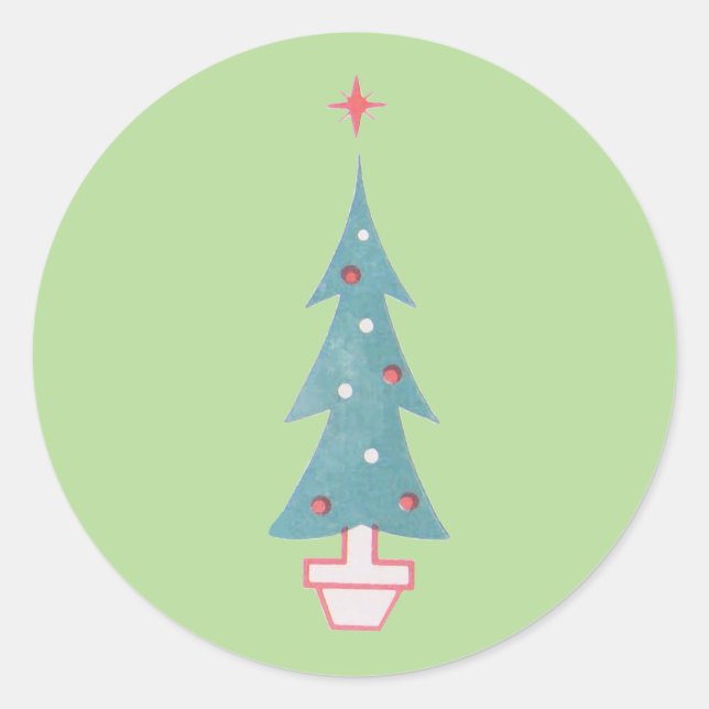 Weihnachtsbaum Vintag der 50er Jahre Runder Aufkleber (Vorderseite)