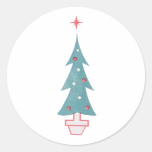 Weihnachtsbaum Vintag der 50er Jahre Runder Aufkleber