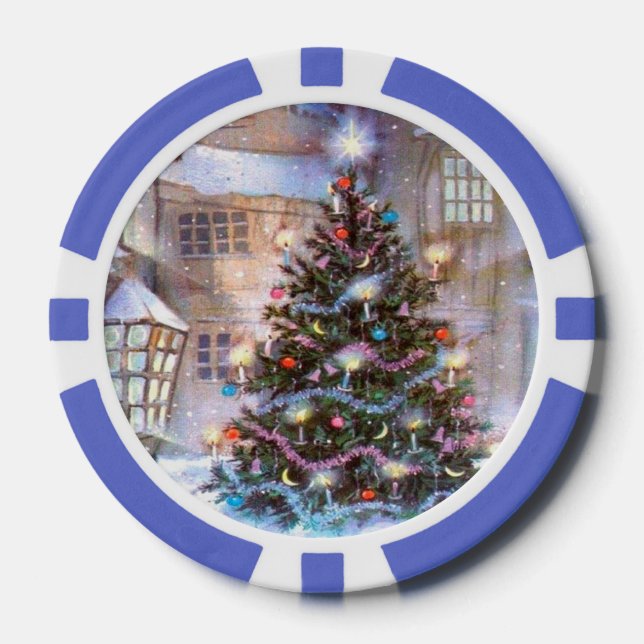 Weihnachtsbaum Vintag Pokerchips (Vorderseite)