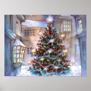 Weihnachtsbaum Vintag Poster