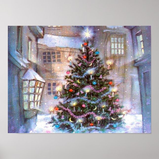 Weihnachtsbaum Vintag Poster (Vorne)