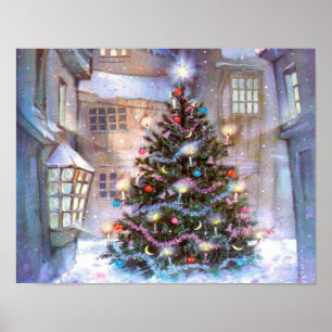 Weihnachtsbaum Vintag Poster
