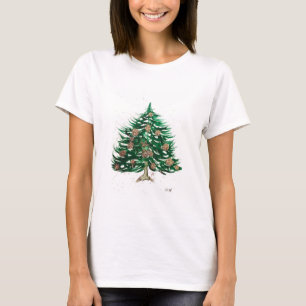 Weihnachtsbaum vintage Aquarell grün Winter T-Shirt