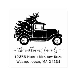 Weihnachtsbaum Vintage LKW Rücksendeadresse Permastempel