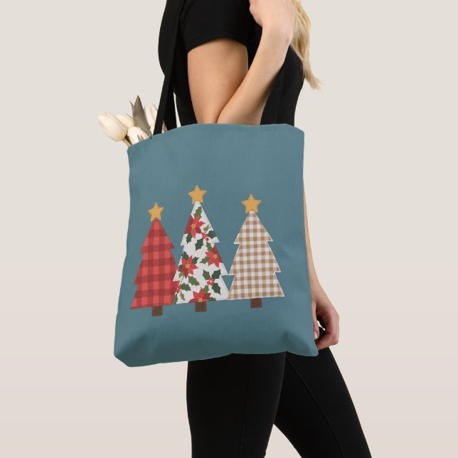 Weihnachtsbaum Vintage Patchwork Rot Kariert Feier (Von Nahem)