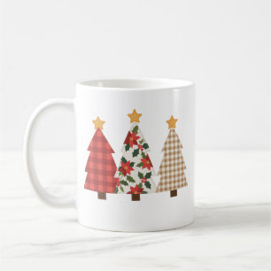 Weihnachtsbaum Vintage Patchwork Rot Kariert Feier Kaffeetasse