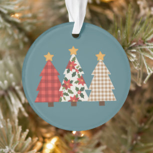 Weihnachtsbaum Vintage Patchwork Rot Kariert Feier Ornament