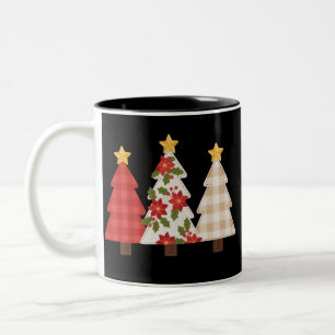 Weihnachtsbaum Vintage Patchwork Süße Feiertage Zweifarbige Tasse