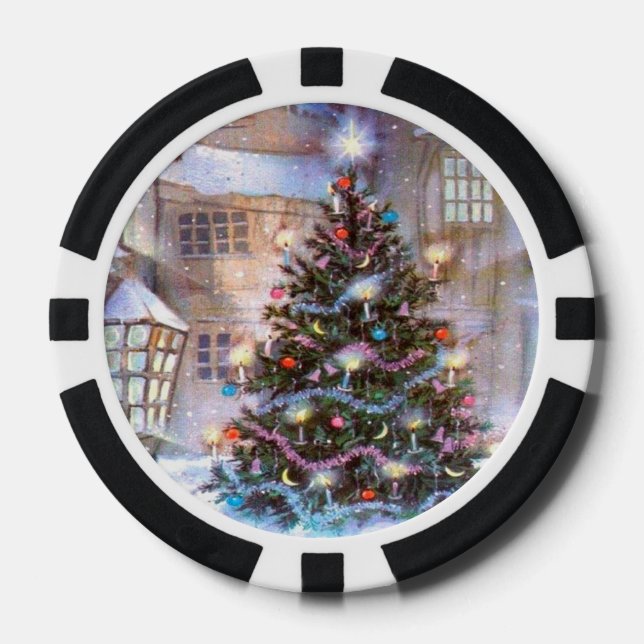 Weihnachtsbaum Vintage Pokerchips (Vorderseite)