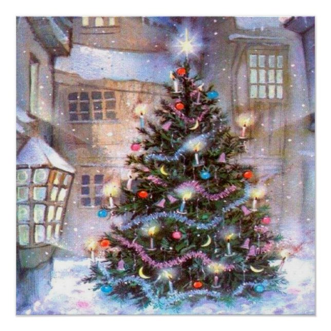 Weihnachtsbaum Vintage Poster (Vorderseite)
