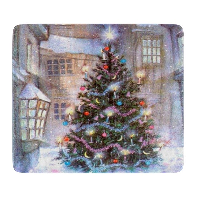 Weihnachtsbaum Vintage Schneidebrett (Vorderseite)