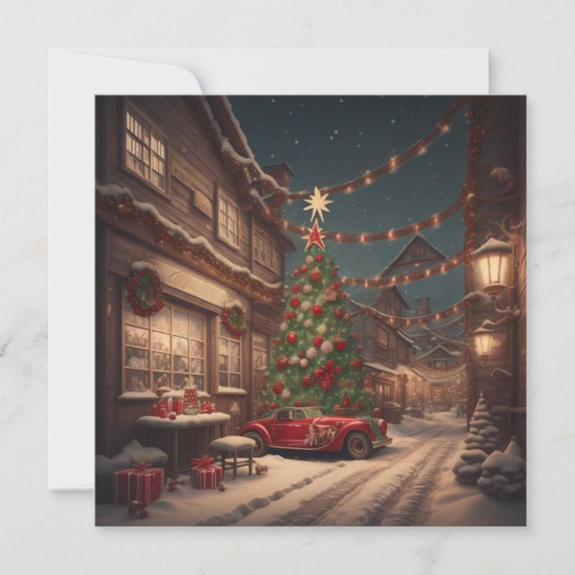 Weihnachtsbaum Vintage Weihnachtskarte Feiertagskarte (Vorderseite)