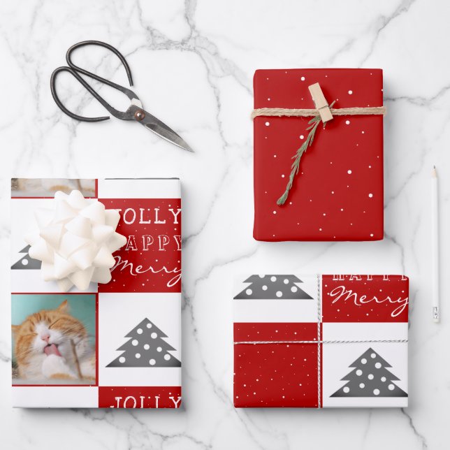 Weihnachtsbaum vom Roten Foto Geschenkpapier Set (Vorderseite)