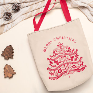 Weihnachtsbaum vom Roten Skandinavien Tragetasche