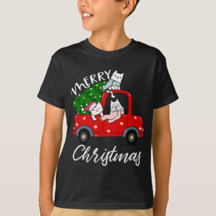 Weihnachtsbaum von Cats auf Red Truck Cat Weihnach T-Shirt
