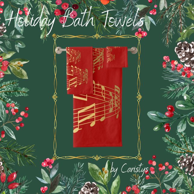 Weihnachtsbaum von Gold Musical Notes Handtuch Badhandtuch Set (Von Creator hochgeladen)