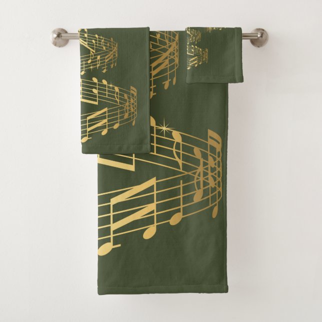 Weihnachtsbaum von Gold Musical Notes Handtuch Badhandtuch Set (Insitu)