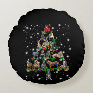Weihnachtsbaum von Pitbull, bedeckt durch Blitzlic Rundes Kissen