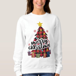 Weihnachtsbaum von Rot und Schwarz Buffalo Kariert Sweatshirt