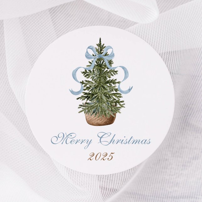Weihnachtsbaum Vorbereiteter Bogen Blau Weihnachte Runder Aufkleber (Von Creator hochgeladen)