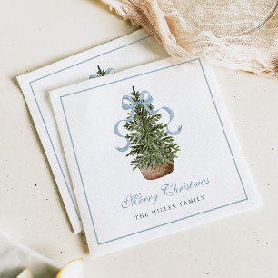 Weihnachtsbaum Vorbereiteter Bogen Blau Weihnachte Serviette