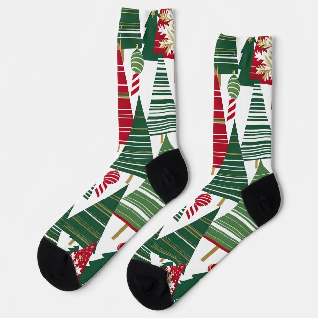 Weihnachtsbaum-Wald-Socken Socken (Linkes Detail)