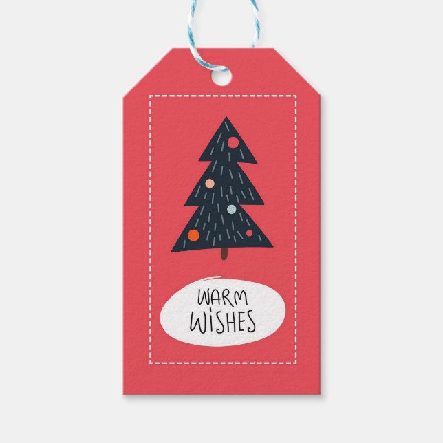 Weihnachtsbaum Warme Wünsche Geschenkanhänger (Vorderseite)