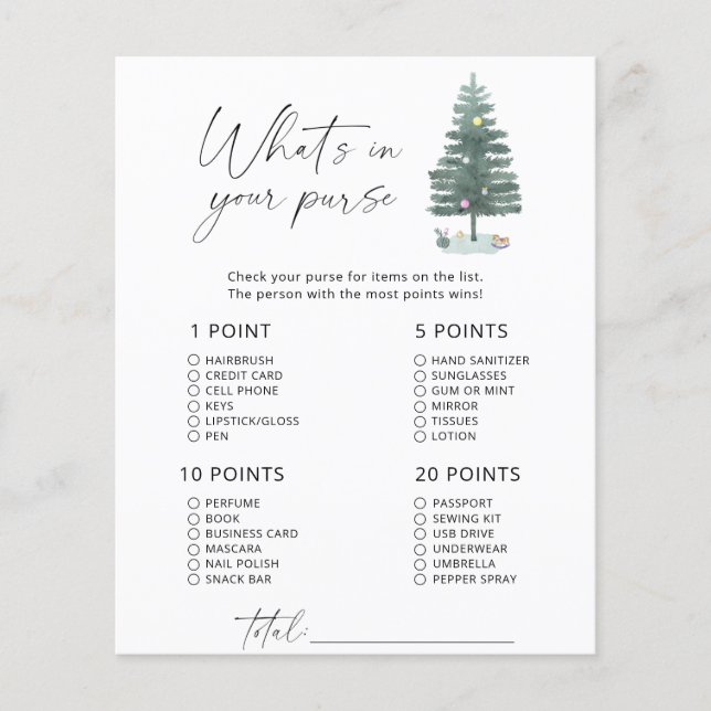 Weihnachtsbaum - was ist in deiner Handtasche? (Vorderseite)