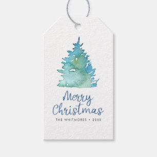 Weihnachtsbaum Wasserfarbe Geschenkanhänger