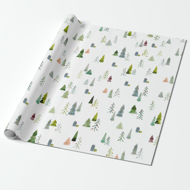 Weihnachtsbaum Wasserfarbe Geschenkpapier (Ungerollt)
